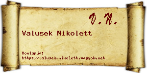 Valusek Nikolett névjegykártya